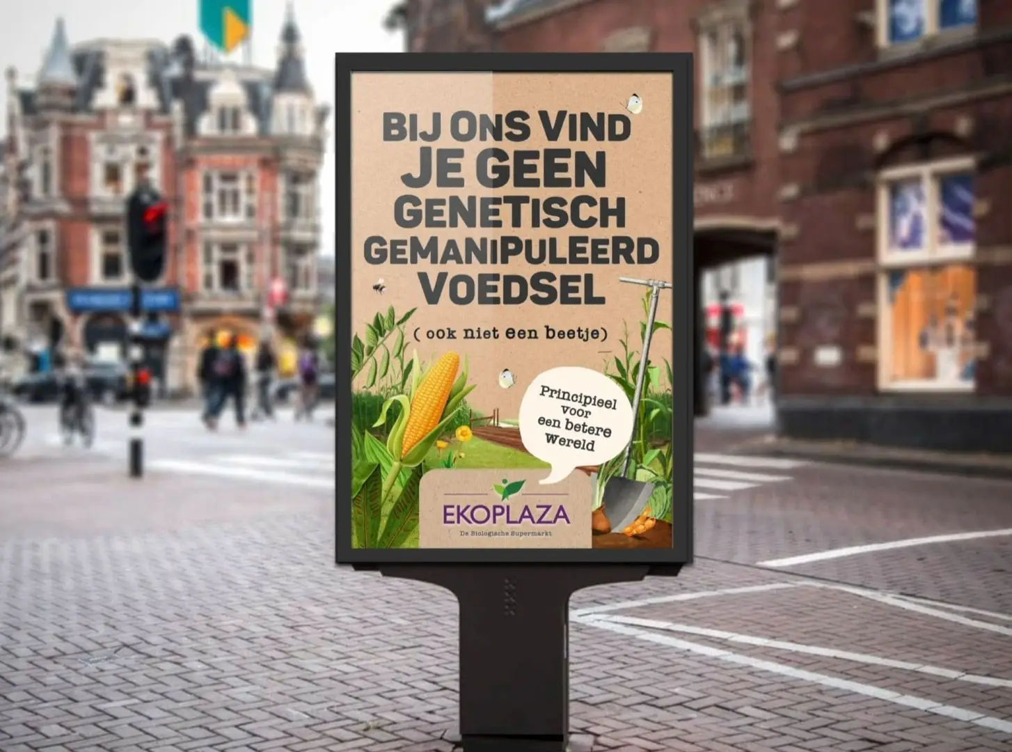 Ekoplaza-abri "Bij ons vind je geen genetisch gemanipuleerd voedsel"