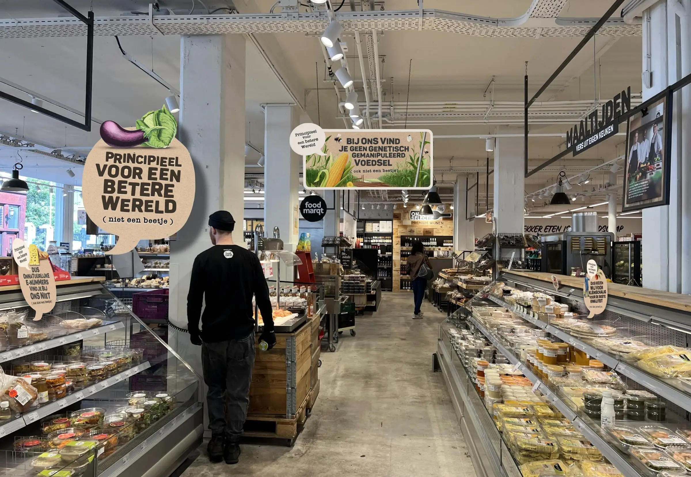 Ekoplaza-winkel met campagne-uitingen